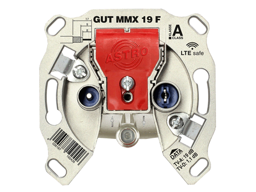 Produktabbildung GUT MMX 19 F, Modem-Durchgangsdose für Multimedia, BK und FM, 3 Ausgänge