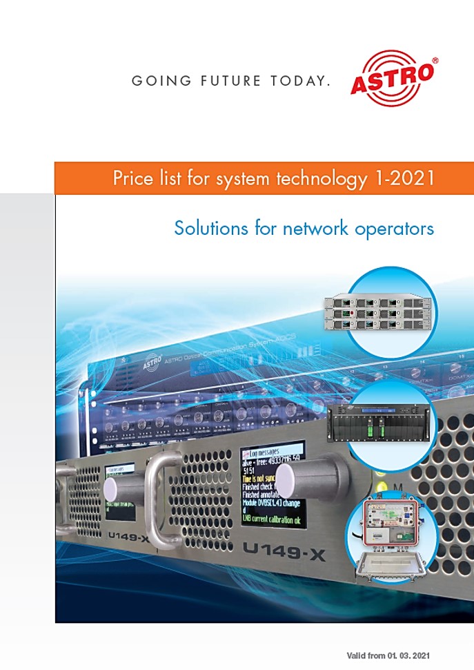Price list for system technology 1-2021