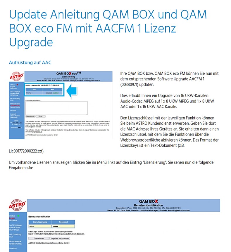 Technik Blog Beitrag zur AACFM 1 LIzenz