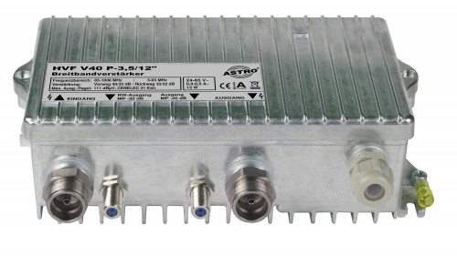 Broadband amplifier with 65 MHz return path