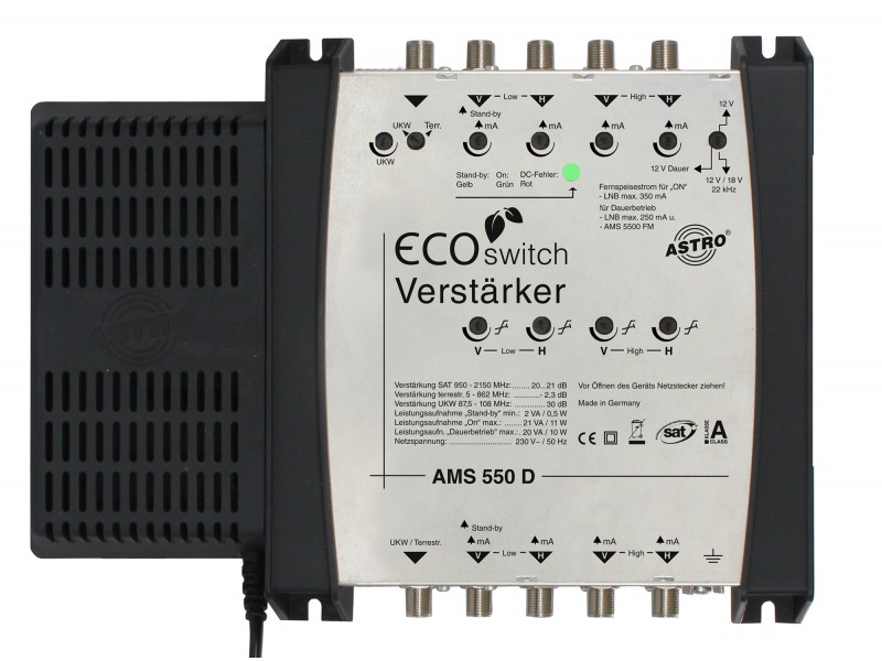 Produktabbildung AMS 550 D ECOswitch, Hochwertiger SAT-ZF Verstärker