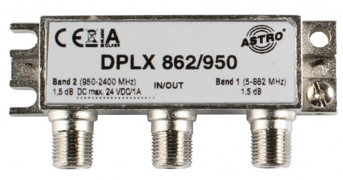 Produktabbildung DPLX 862 / 950, Einspeiseweiche / Diplexfilter für SAT-und Kabelsignale