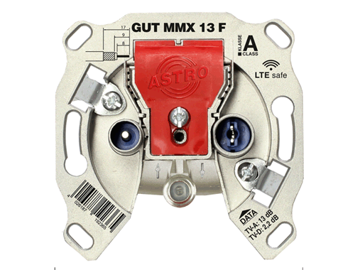 Produktabbildung GUT MMX 13 F, Modem-Durchgangsdose für Multimedia, BK und FM, 3 Ausgänge