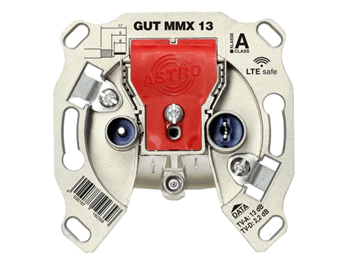 Produktabbildung GUT MMX 13, Modem-Durchgangsdose für Multimedia, BK und FM, 3 Ausgänge