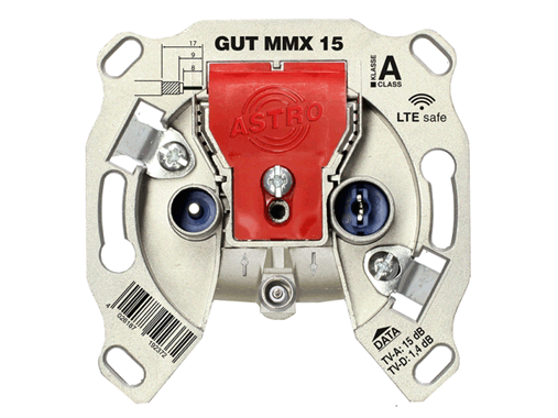 Produktabbildung GUT MMX 15, Modem-Durchgangsdose für Multimedia, BK und FM, 3 Ausgänge