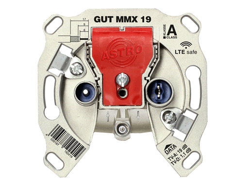 Produktabbildung GUT MMX 19, Modem-Durchgangsdose für Multimedia, BK und FM, 3 Ausgänge
