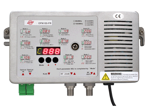 Product: OFN100-FS, Optical CATV Node with redundant Forward path