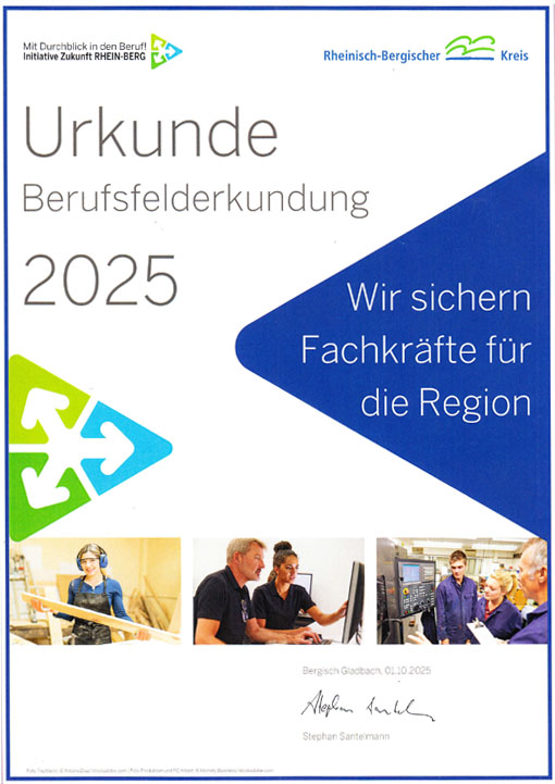 Urkunde Berufsfelderkundung 2025